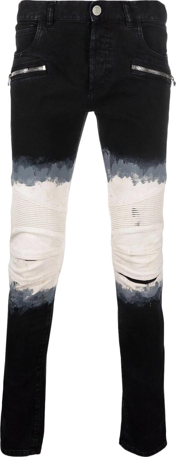 

Джинсы Balmain Ribbed Slim Tie Dye Jeans 'Eab', черный