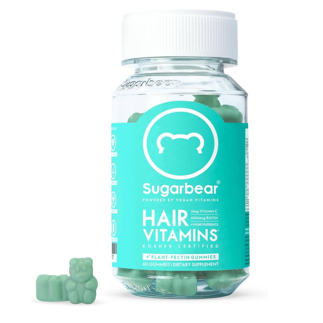 Витамины для волос В7, Витамин С, Е, кокосовое масло, цинк, фолиевая кислота, инозитол SugarBearHair, 60 таблеток