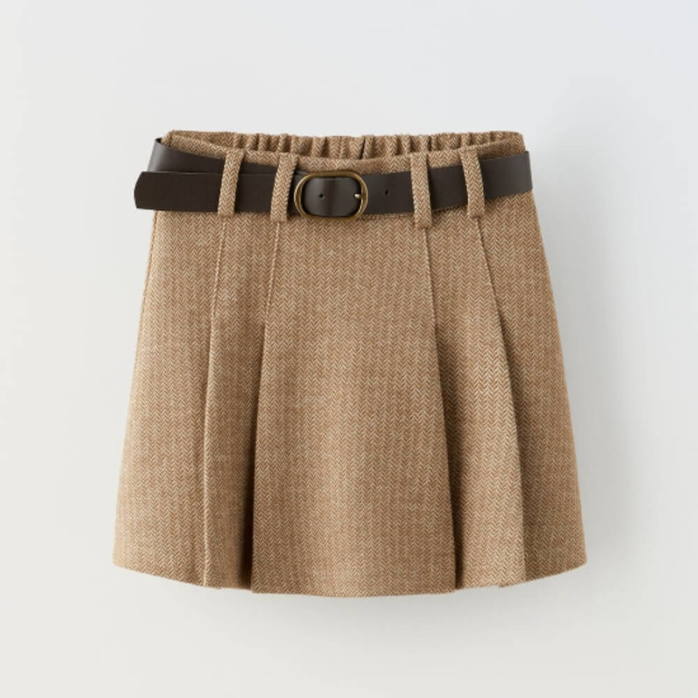 Юбка-шорты Zara Herringbone With Belt, бежевый юбка i am studio мини пояс ремень размер s бирюзовый