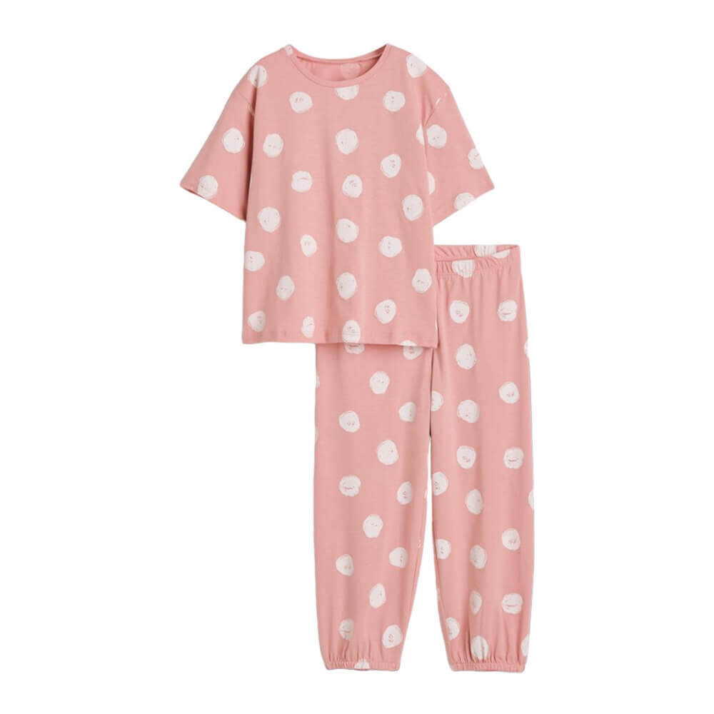 

Пижама из хлопкового трикотажа H&M Dots, светло-розовый