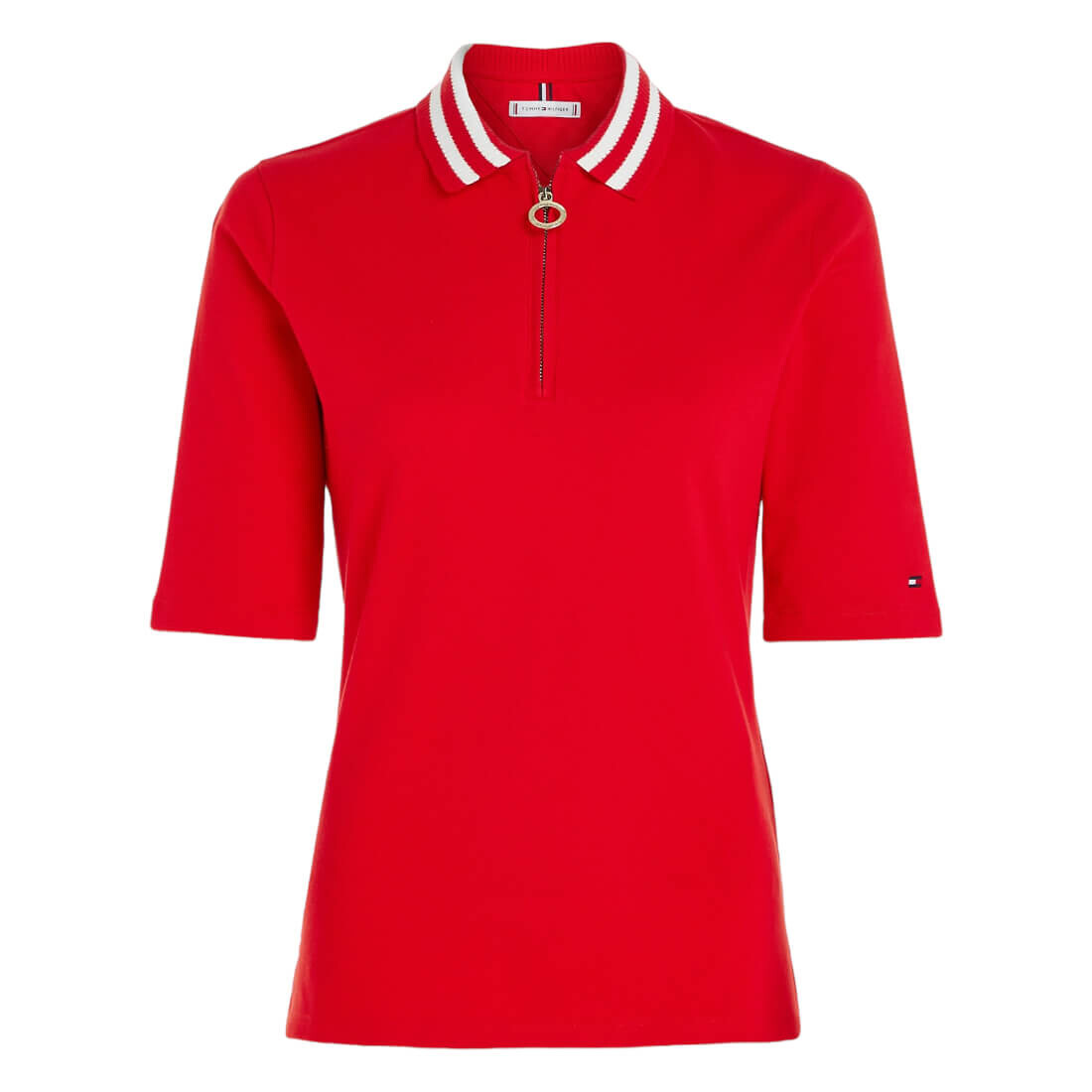 

Поло Tommy Hilfiger Regular Fit Stripe Zip, красный
