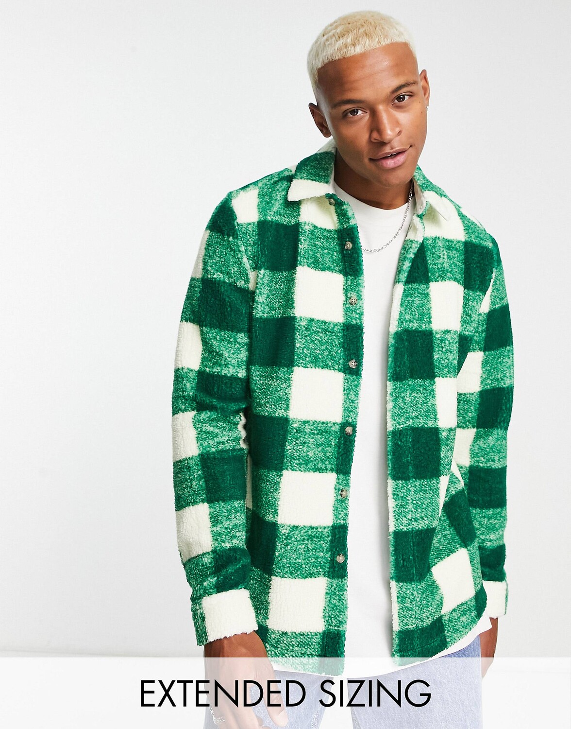 

Зеленая верхняя рубашка в клетку буйвола ASOS DESIGN