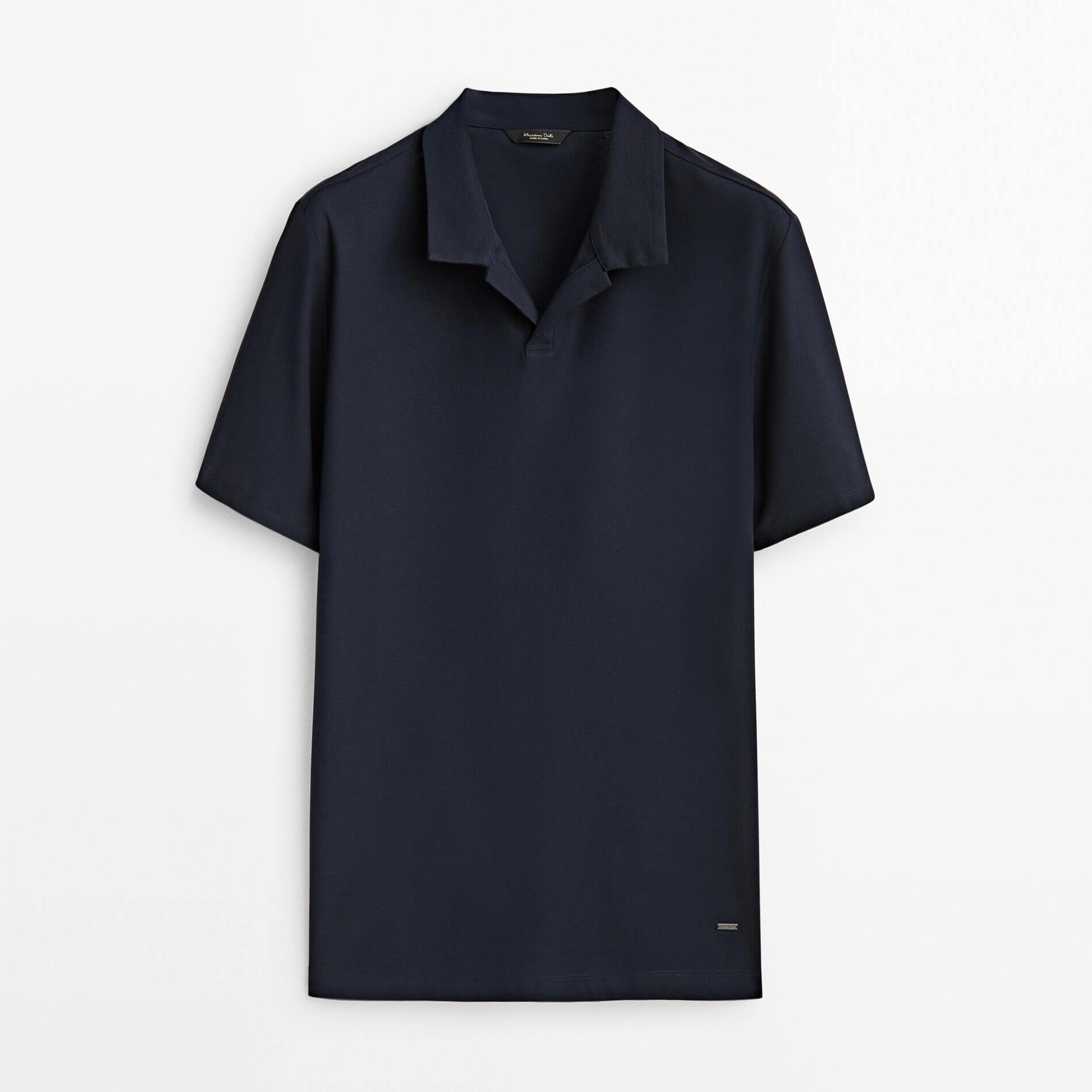 

Рубашка-поло Massimo Dutti Short Sleeve Micro Twill Cotton, темно-синий