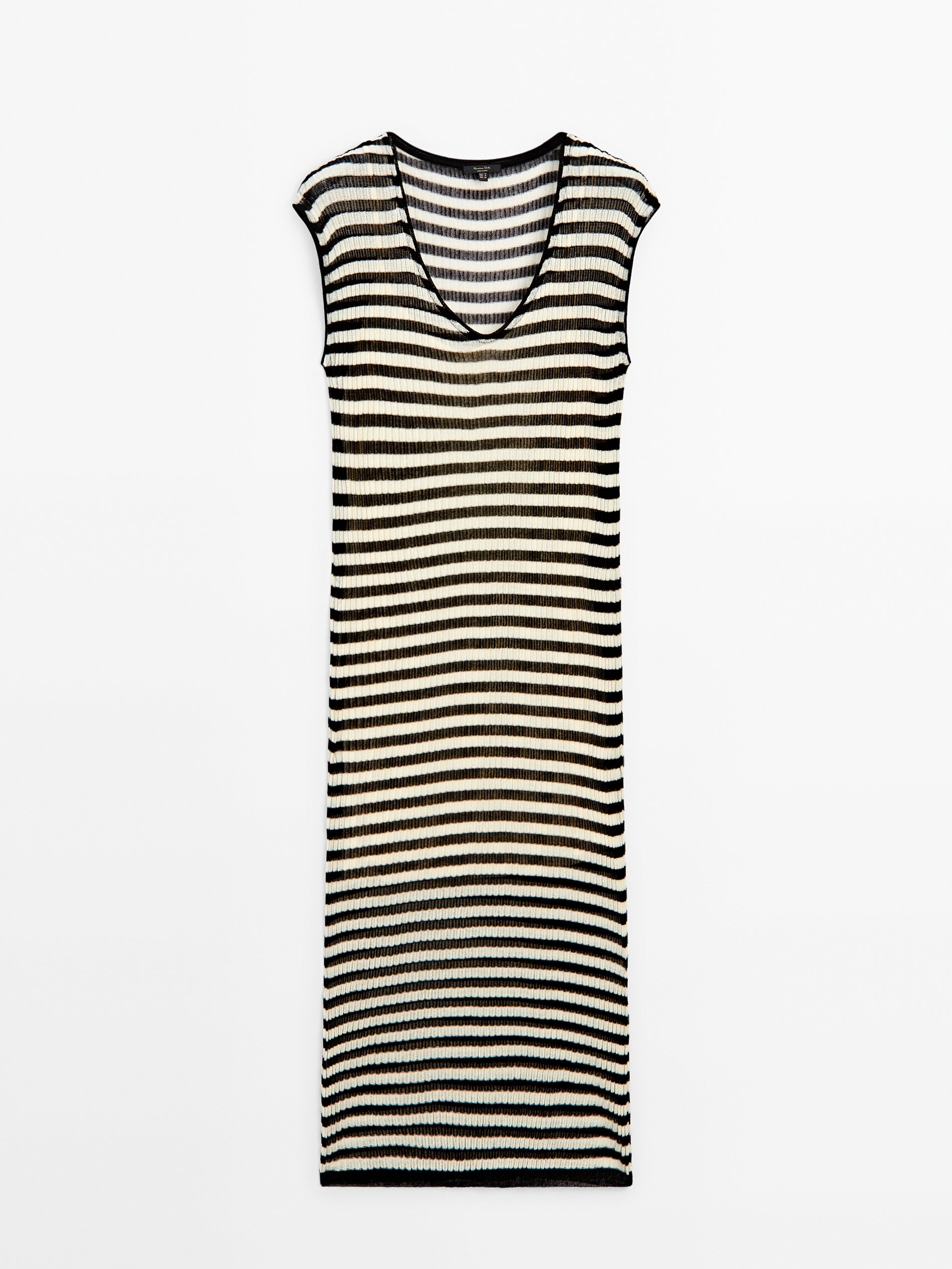 Платье Massimo Dutti Striped Open Knit, кремовый кардиган massimo dutti open knit v neck кремовый