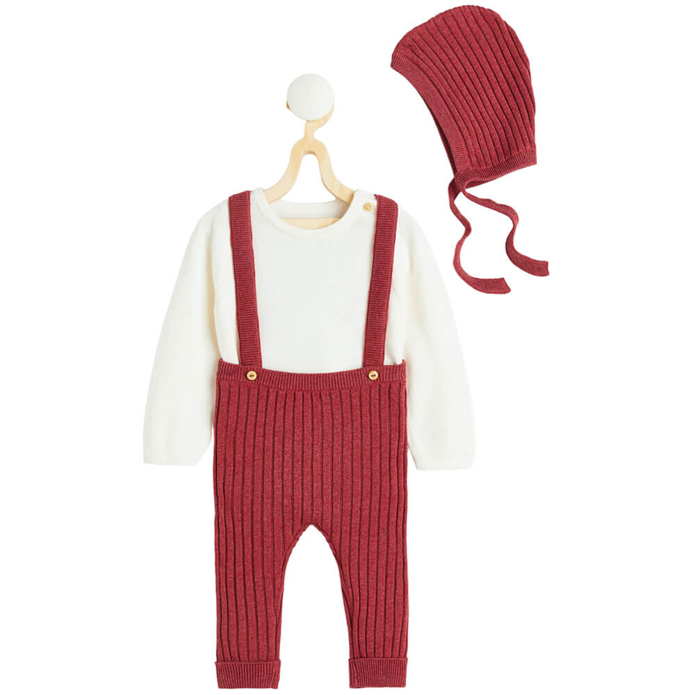 

Комплект H&M Fine-knit Cotton 3 предмета, темно-красный/белый