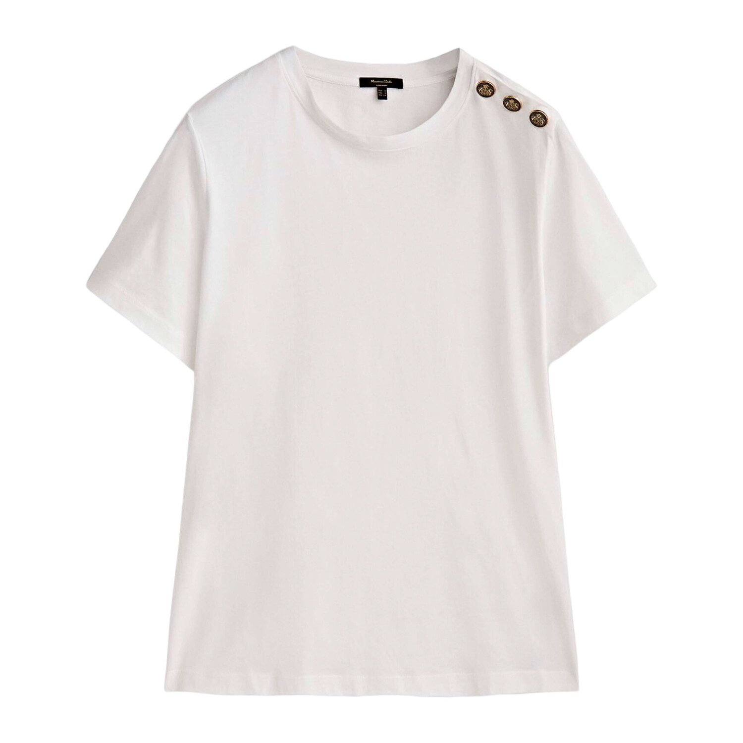 

Футболка Massimo Dutti Cotton With Button Details, бежевый