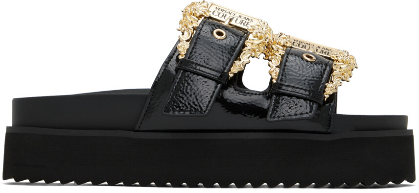 

Черные сандалии на плоской подошве Arizona Versace Jeans Couture