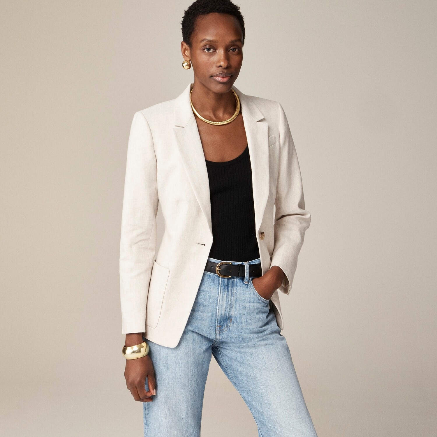 

Блейзер Helena из эластичной льняной ткани J.Crew, белый
