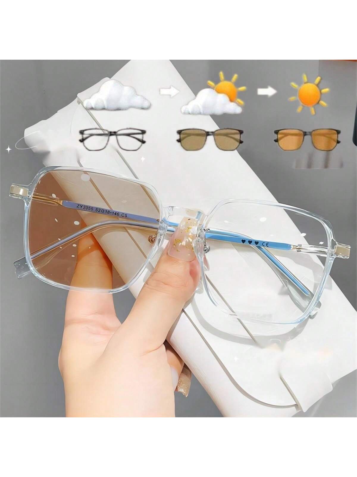 цена 1 шт. женские квадратные модные очки классические современные простые фотохромные солнцезащитные очки