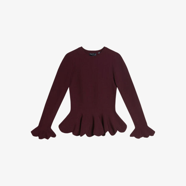 

Топ Lillyyy эластичной вязки с длинными рукавами и баской Ted Baker, красный