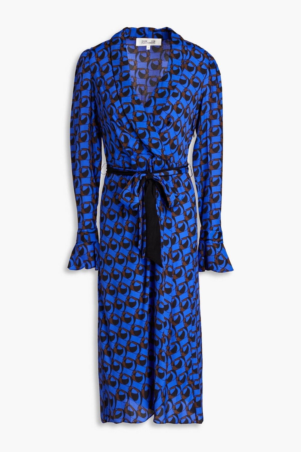

Платье миди из крепдешина Anuj с запахом и принтом DIANE VON FURSTENBERG, синий