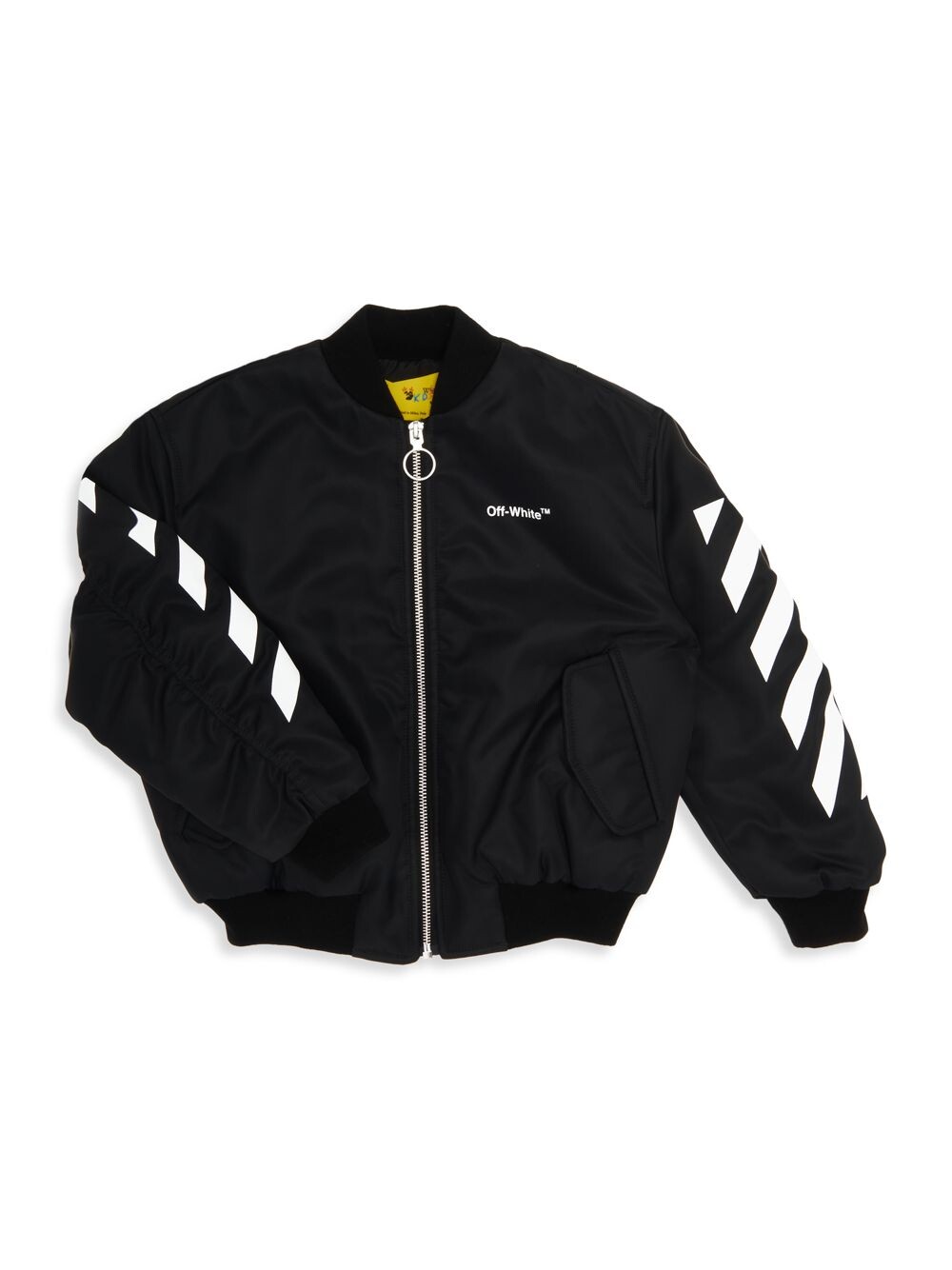 

Куртка-бомбер из нейлона Helvetica Diagonal для маленьких и маленьких детей Off-White, черный