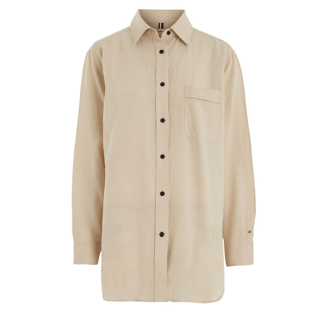 

Рубашка оверсайз Tommy Hilfiger Linen, бежевый