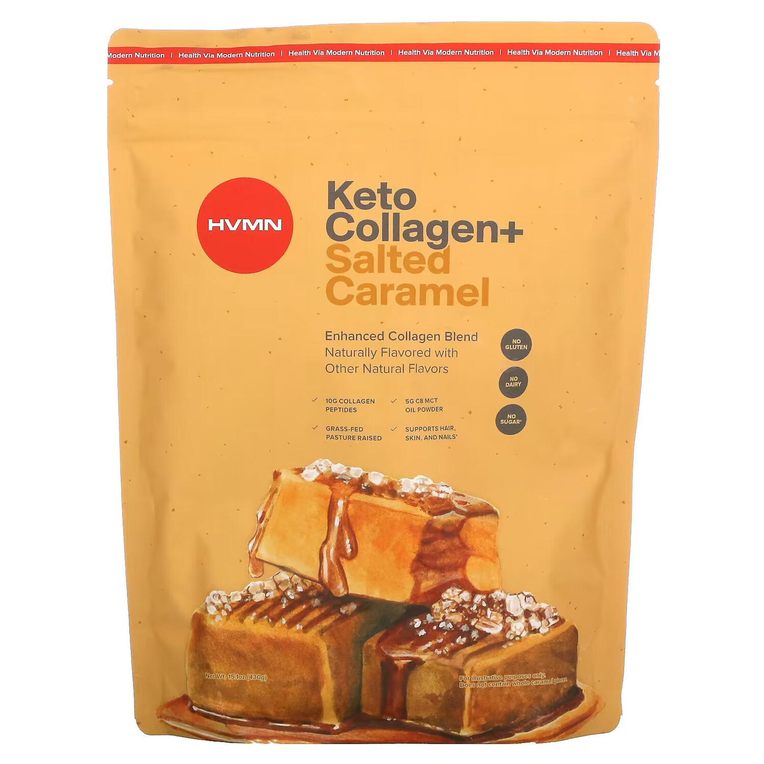 

HVMN, Keto Collagen +, соленая карамель, 430 г (15,1 унции)