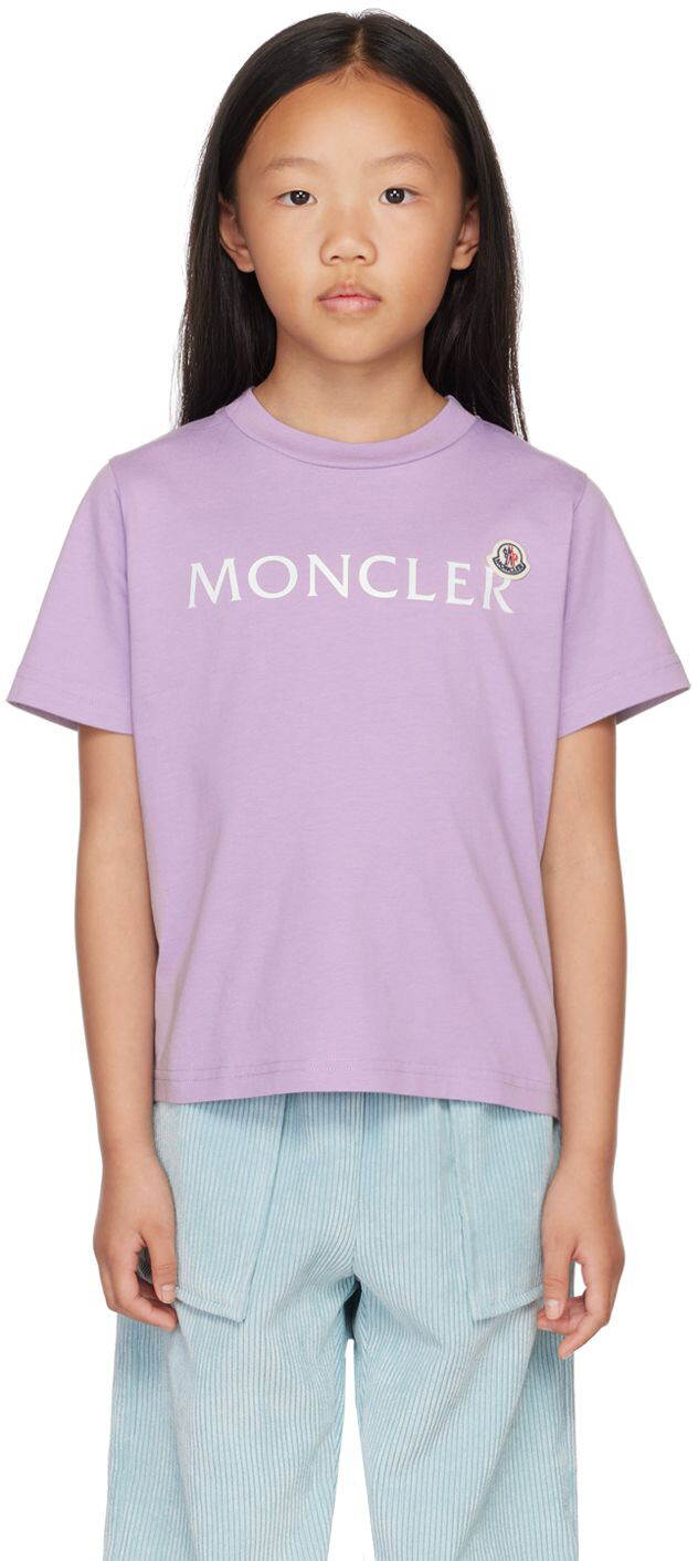 

Детская фиолетовая футболка с логотипом Moncler Enfant, Фиолетовый