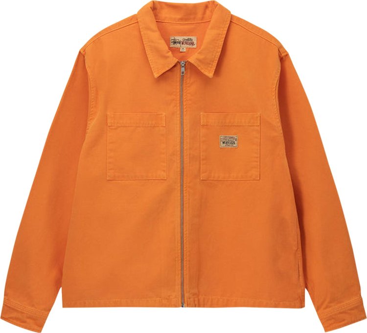Рубашка Stussy Washed Canvas Zip Shirt 'Orange', оранжевый 52042
