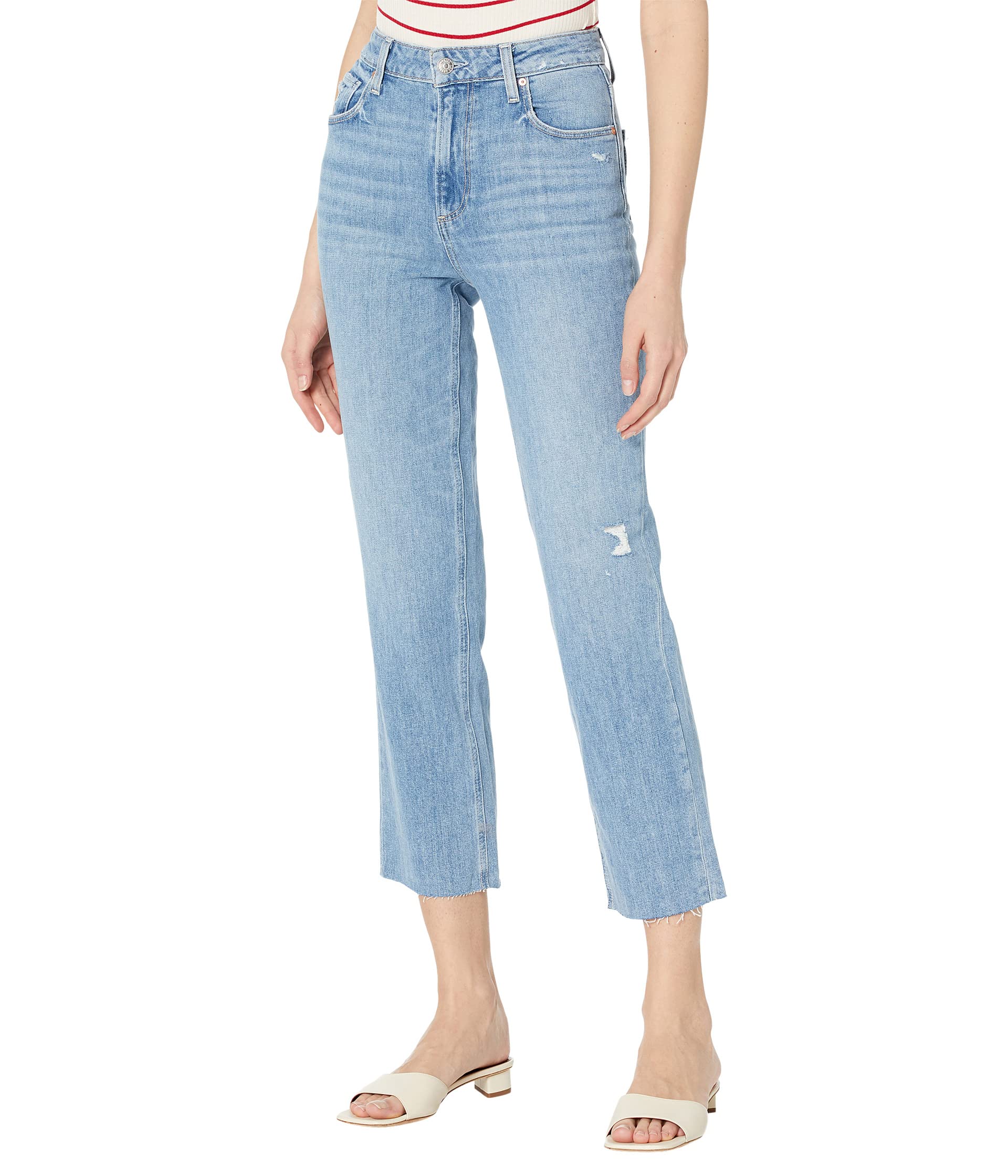 Джинсы Paige, Sarah Straight Ankle Jeans in Cailin Desctructed