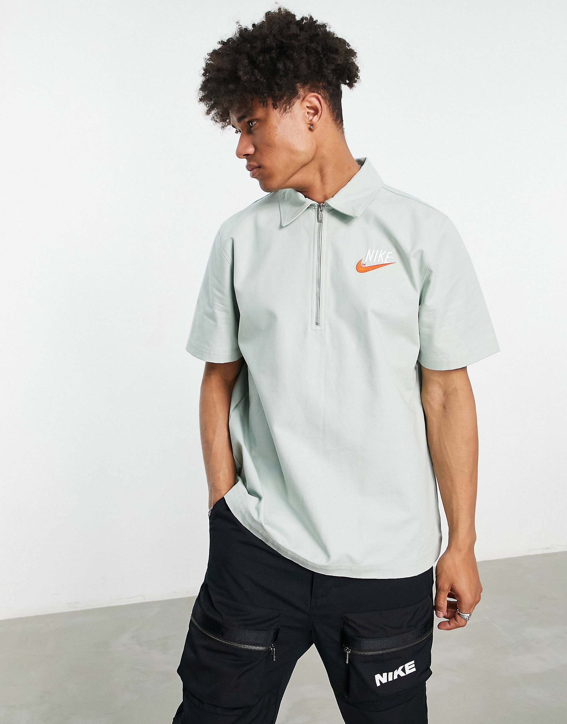 Oversize-футболка из тканого материала с молнией Nike