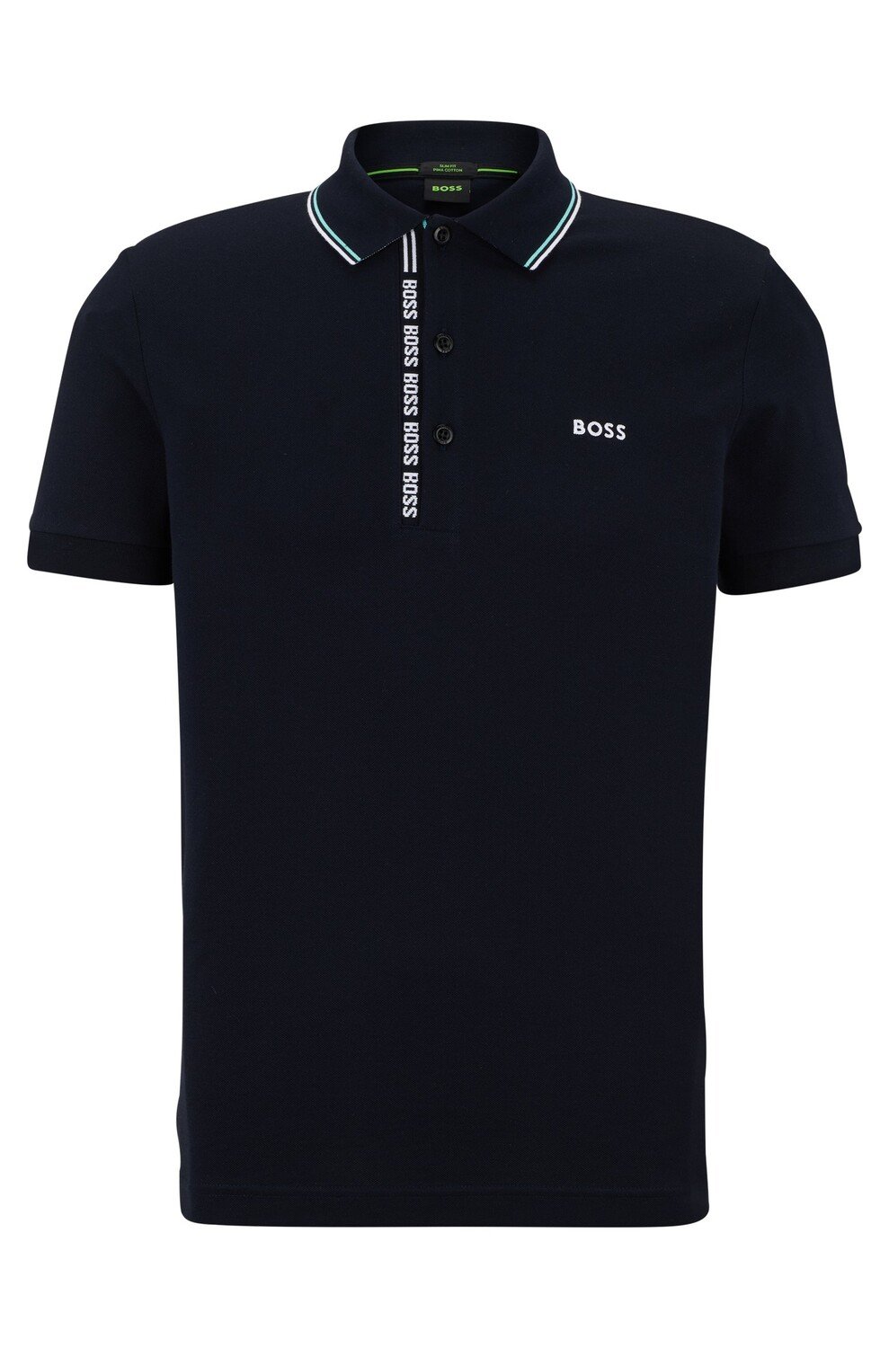 

Рубашка-поло Hugo/Hugo Boss Cotton-pique Slim-fit With Logo Details, тёмно-синий