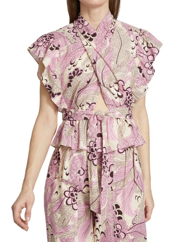 

Топ с Запахом Derek Lam 10 Crosby Brynn с рюшами, purple beige