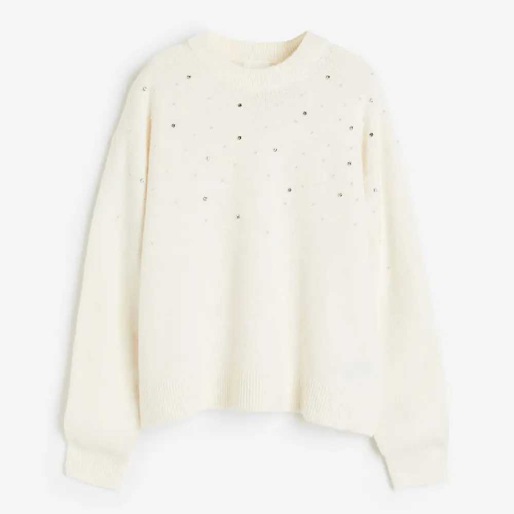 

Свитер H&M Beaded, кремовый, Бежевый