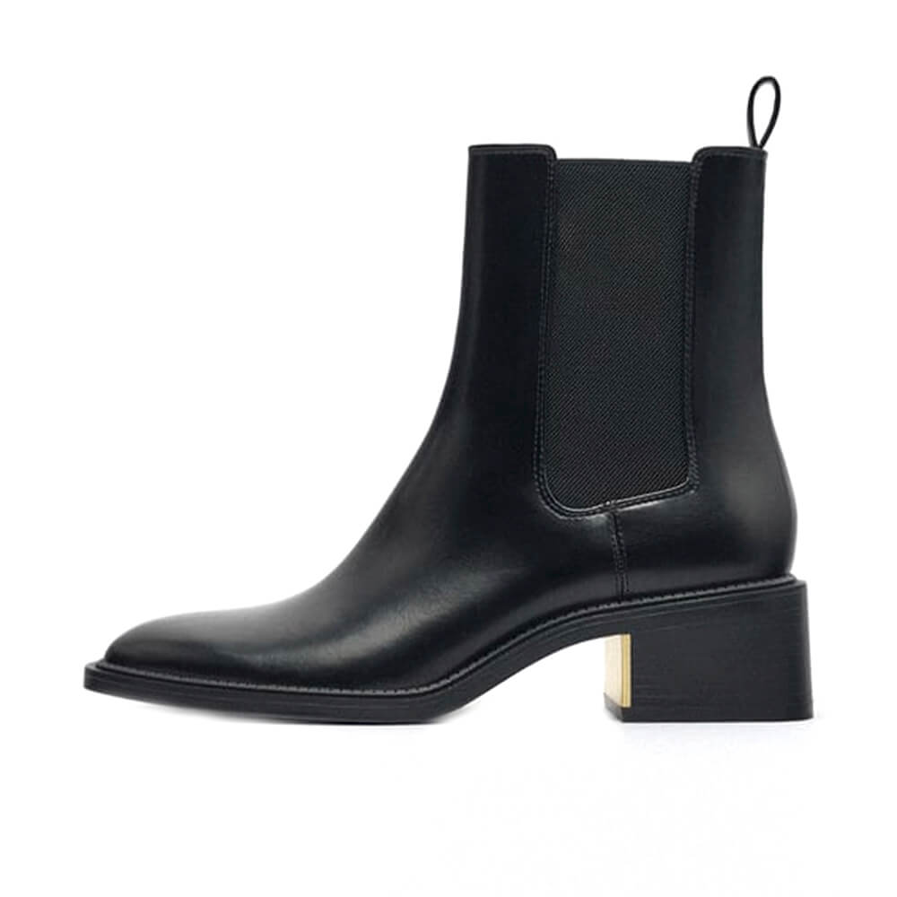 Ботильоны Zara Metallic Block Heel Ankle, чёрный туфли zara high heel platform чёрный