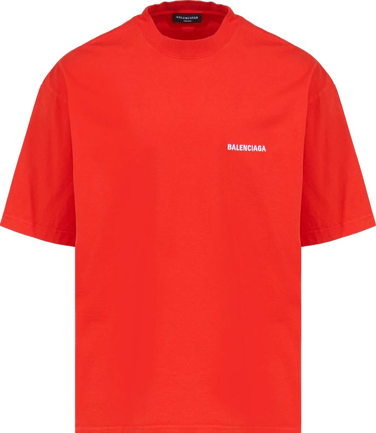 Футболка Balenciaga Medium Fit T-Shirt 'Bright Red/White', красный - фото