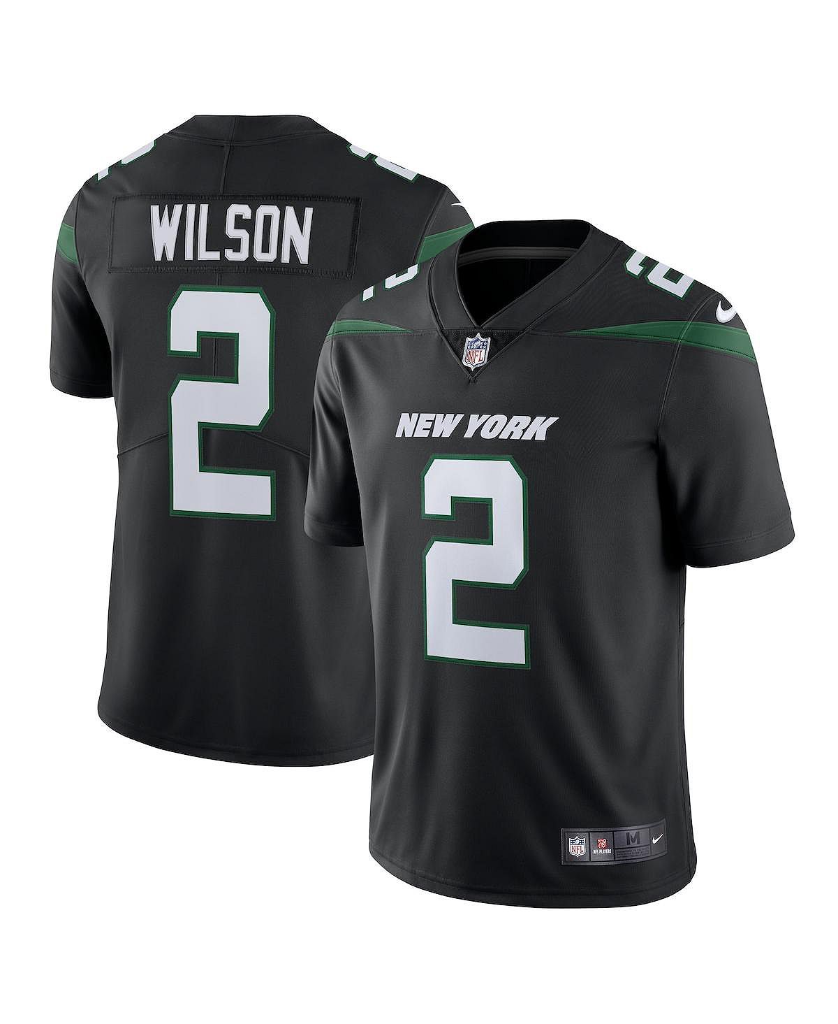 Мужская футболка zach wilson stealth black new york jets vapor limited jersey Nike, черный мужская зеленая футболка new york jets legend icon performance nike