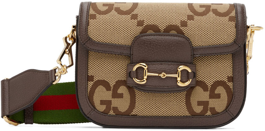 

Коричнево-бежевая сумка через плечо 'Gucci 1955' Horsebit