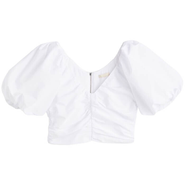 

Топ H&M Gathered Puff-sleeved, белый