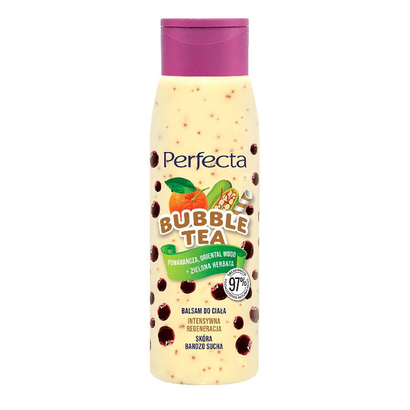 

Perfecta Bubble Tea интенсивно регенерирующий лосьон для тела Апельсин + Восточное дерево + Зеленый чай 400мл