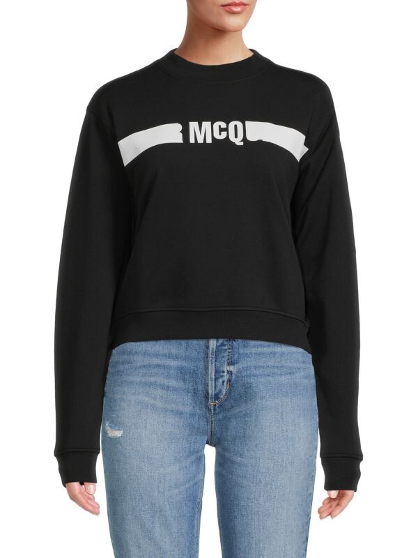 

Толстовка Alexander McQueen с логотипом и заниженной линией плеч, darkest black