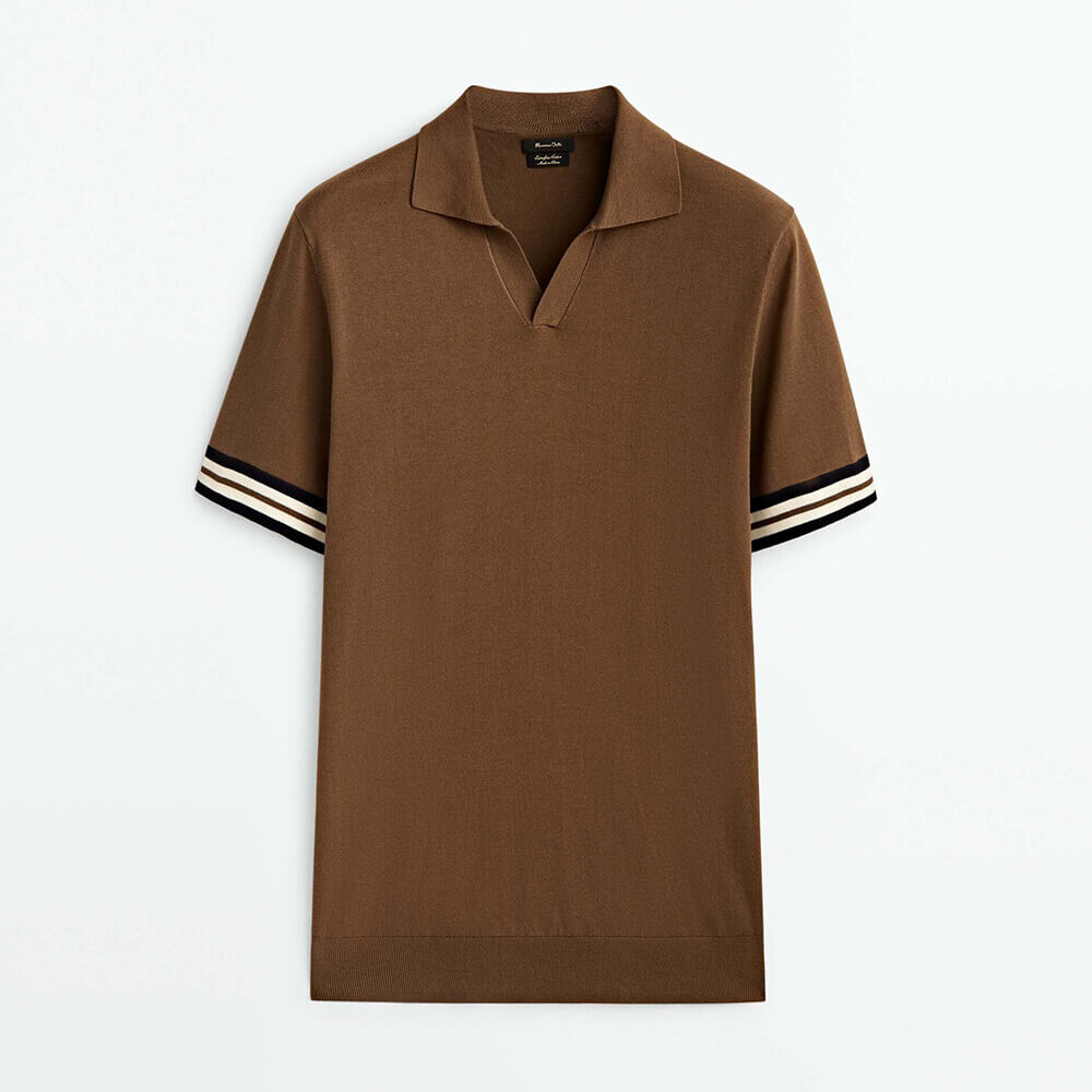 

Футболка Massimo Dutti Contrast Short Sleeve Polo, винный красный