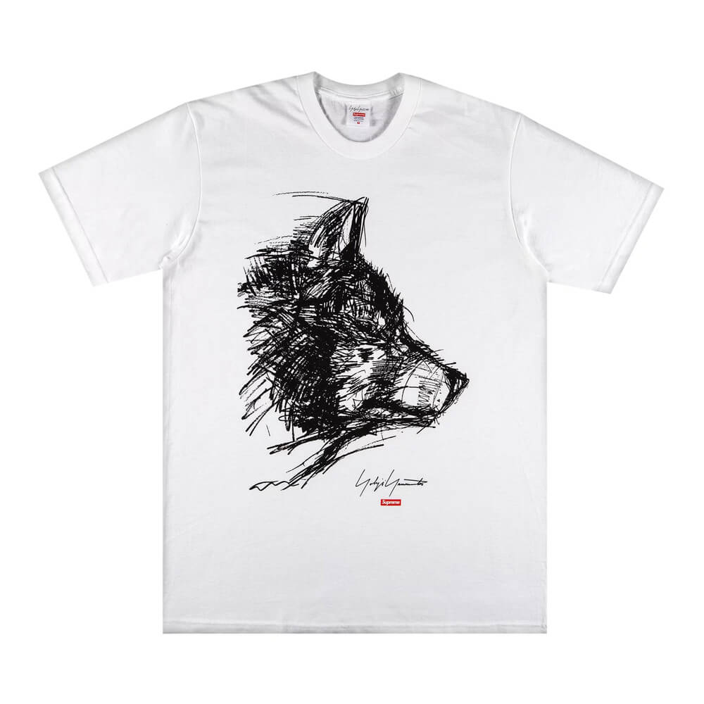 Футболка Supreme x Yohji Yamamoto Scribble Wolf, белый