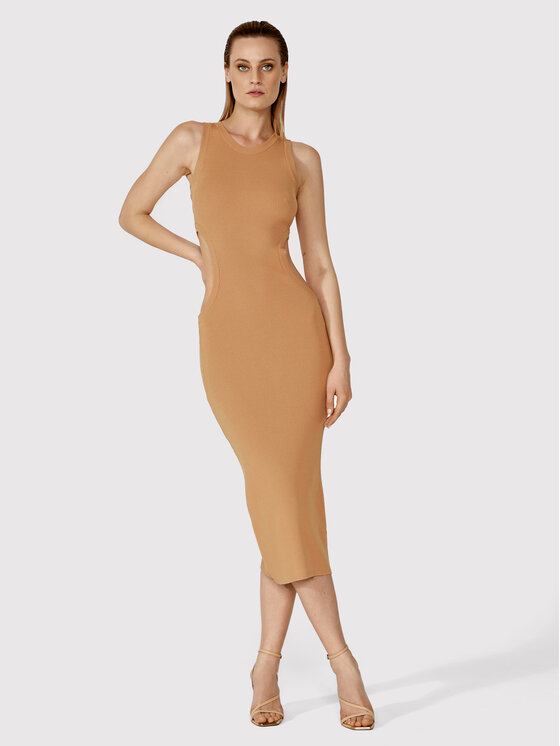 Летнее платье приталенного кроя Simple, коричневый летнее платье приталенного кроя simple коричневый