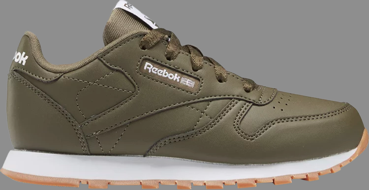 

Кроссовки classic leather little kid 'army green' Reebok, зеленый