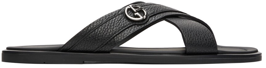 

Черные кожаные сандалии Giorgio Armani