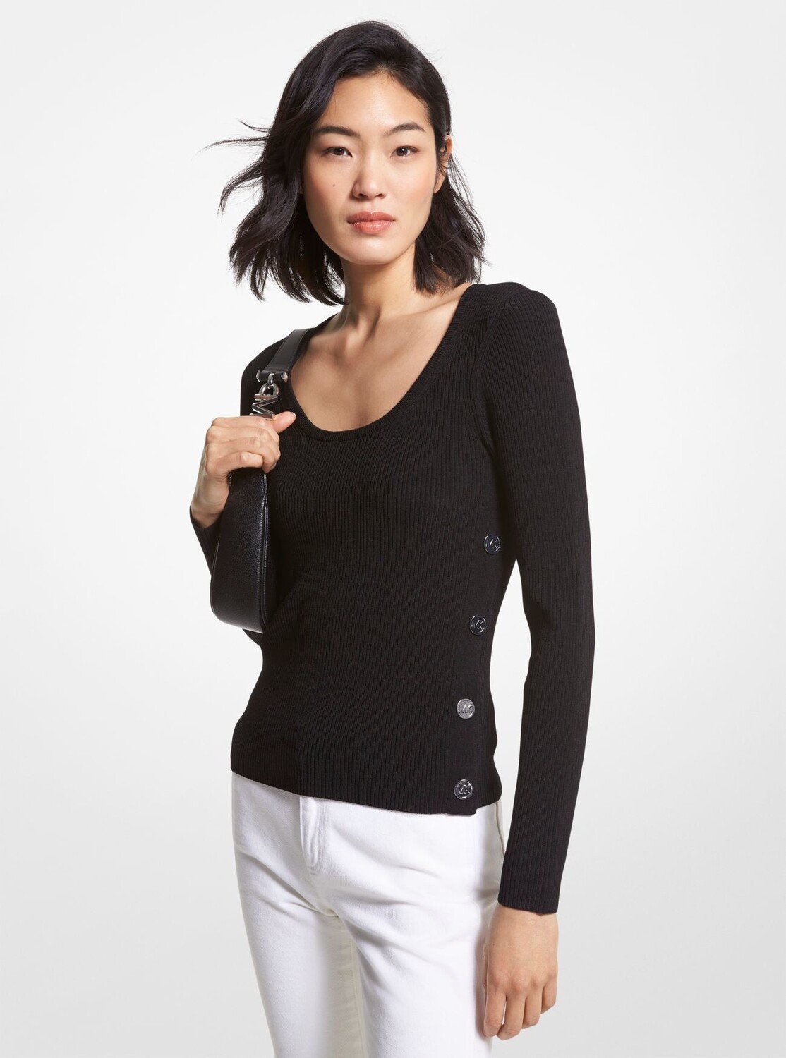 

Джемпер Michael Michael Kors Ribbed Stretch Knit, черный