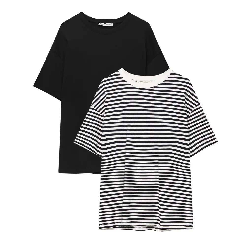 

Комплект футболок Pull&Bear Oversize Short Sleeve, 2 предмета, черный