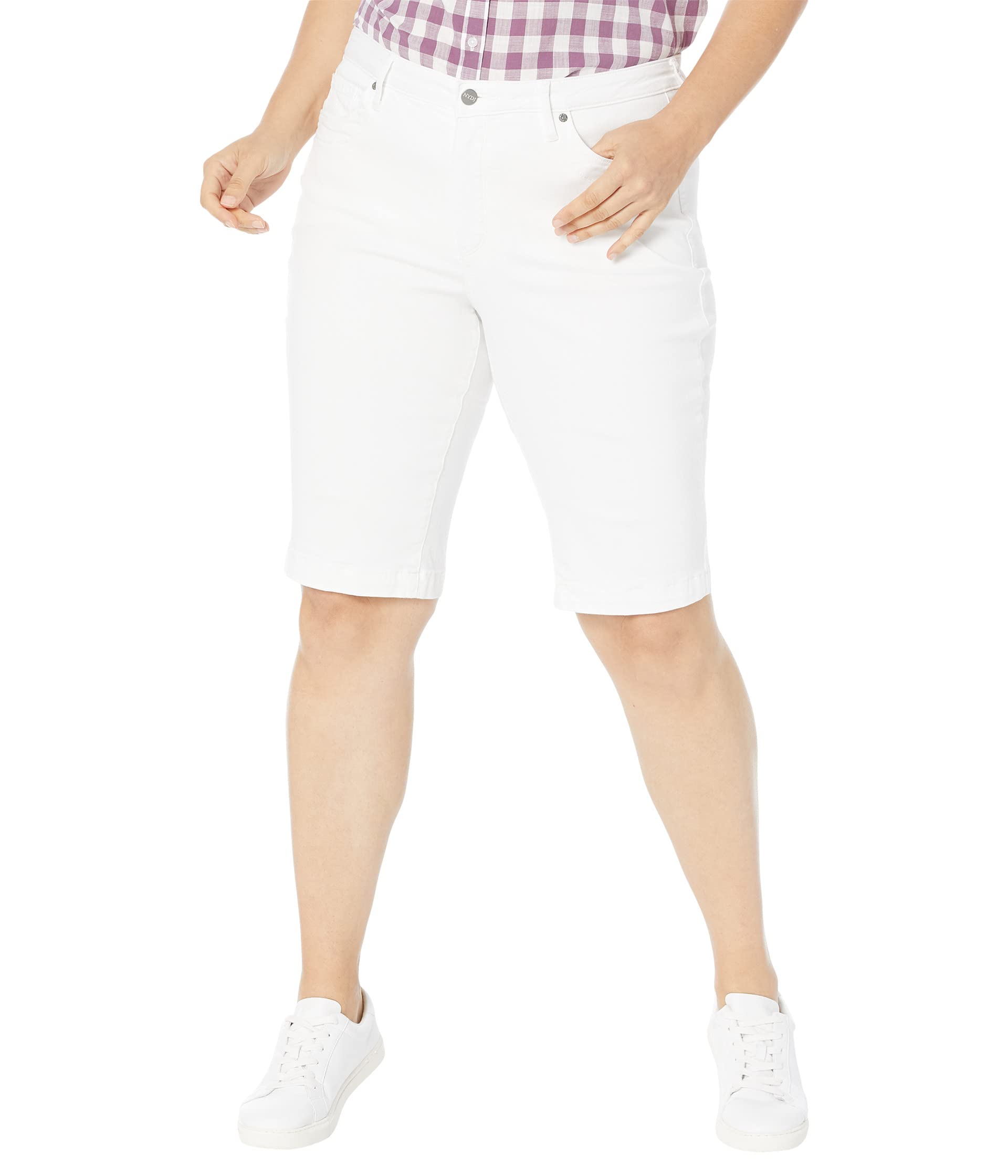 цена Шорты NYDJ Plus Size, Plus Size Tailored Bermuda Shorts in Optic White