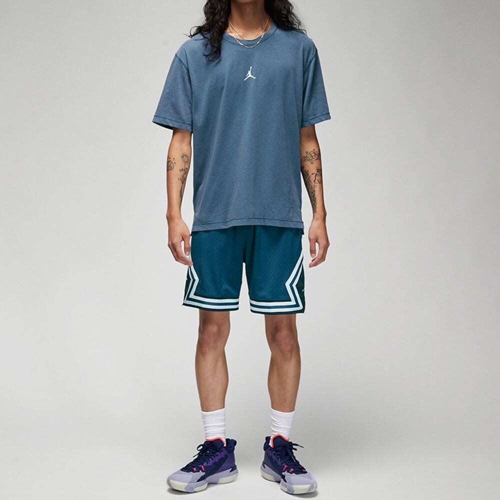 

Футболка Nike Air Jordan SS22 Logo Printing Sports Round Neck Short Sleeve White, синий