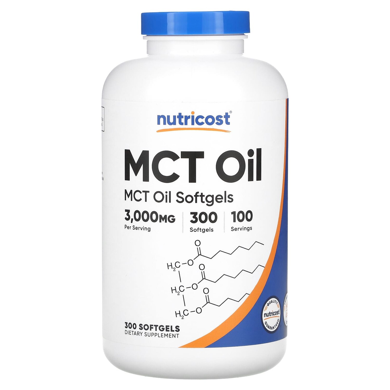 

Масло MCT, 1000 мг, 300 капсул, Nutricost