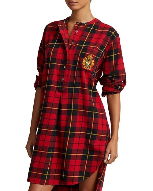 

Туника для сна из хлопковой фланели в клетку Polo Ralph Lauren, цвет Red
