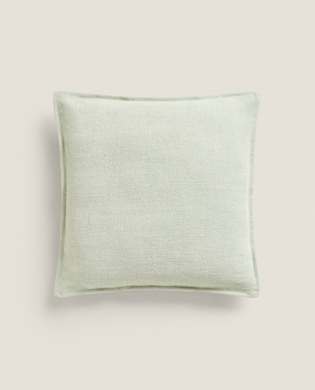 

Чехол для подушки Zara Home Linen With Topstitching, светло-зеленый