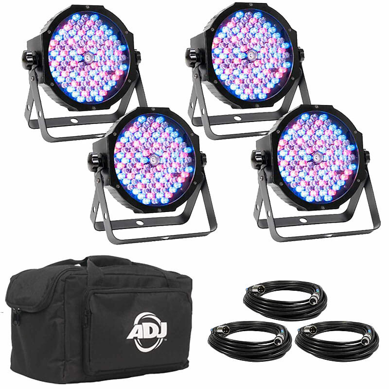 

American DJ Mega Flat Pak Plus: 4x Mega Par Profile Plus Uplights с кабелями и кабелем American DJ Mega Flat Pak Plus: 4x Mega Par Profile Plus Uplights w Cables & Ca