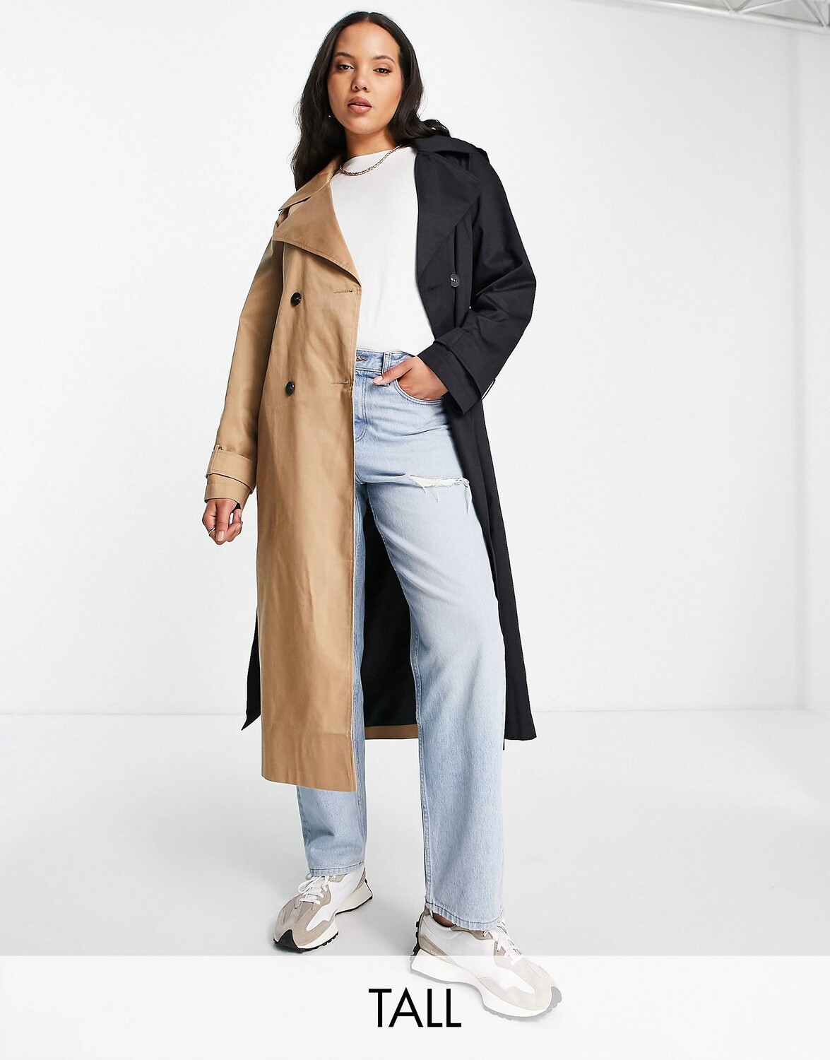 

Черно-белый тренч ASOS DESIGN Tall