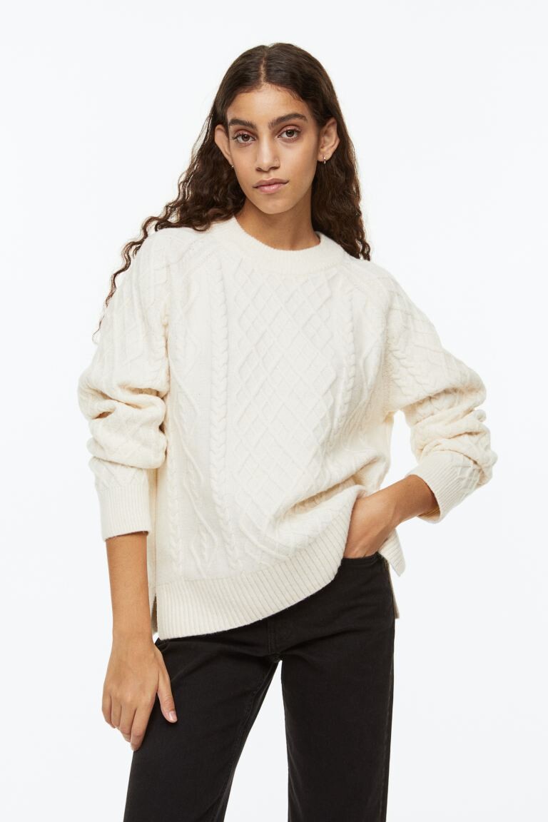 

Свитер косички H&M, сливочный, Бежевый