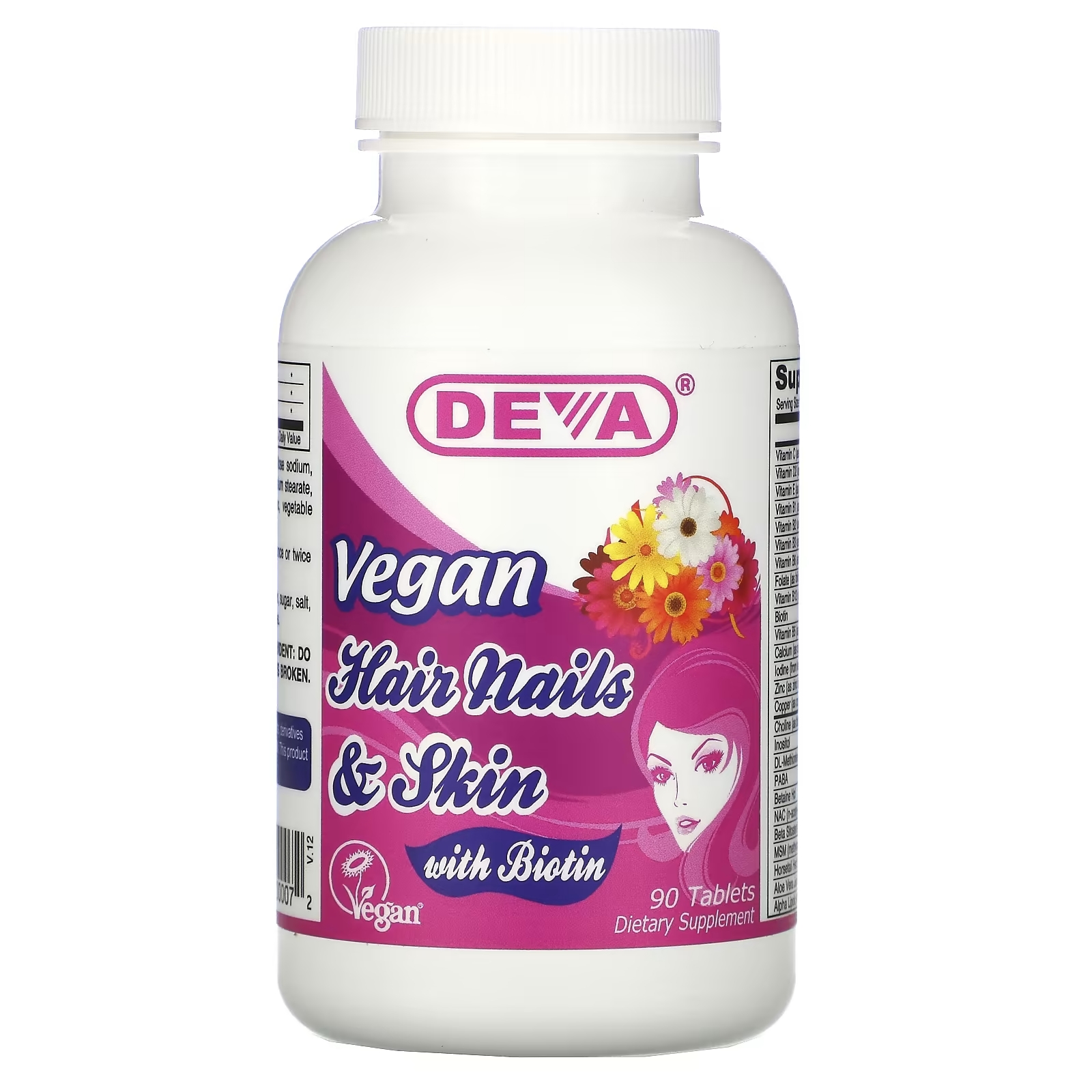Deva Веганский продукт для волос ногтей и кожи с биотином, 90 таблеток цена и фото
