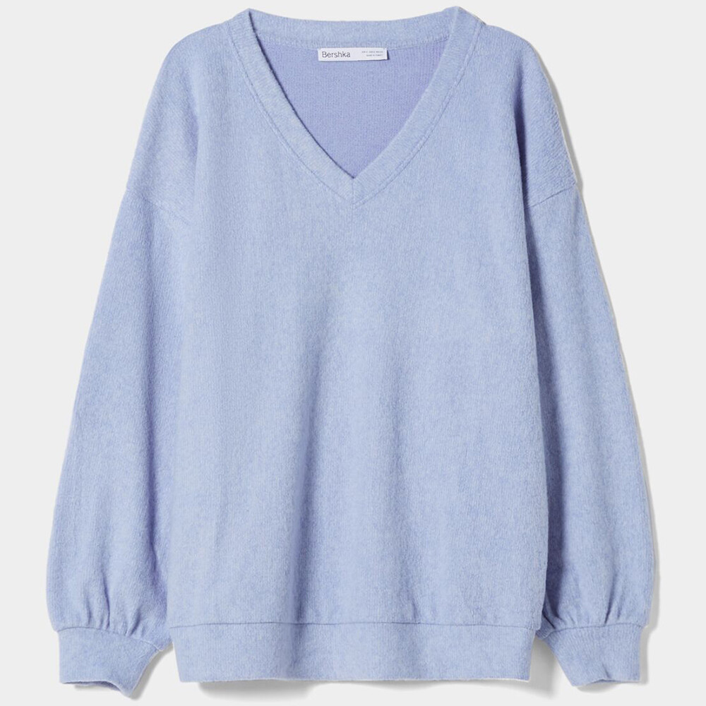 

Джемпер Bershka V-neck, голубой