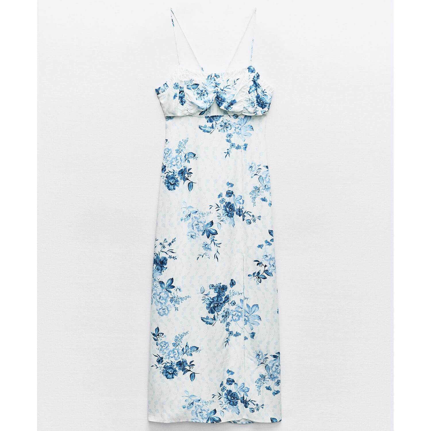 Платье Zara Floral Print Camisole, синий/белый